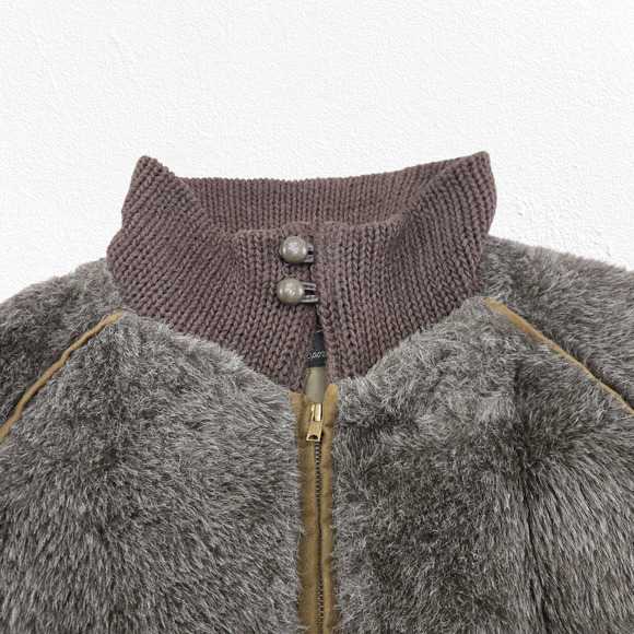 Vintage 70s Master-Jac Brown Faux Fur Bomber Jacket Quilted Lining Size Large - Picture 6 of 11